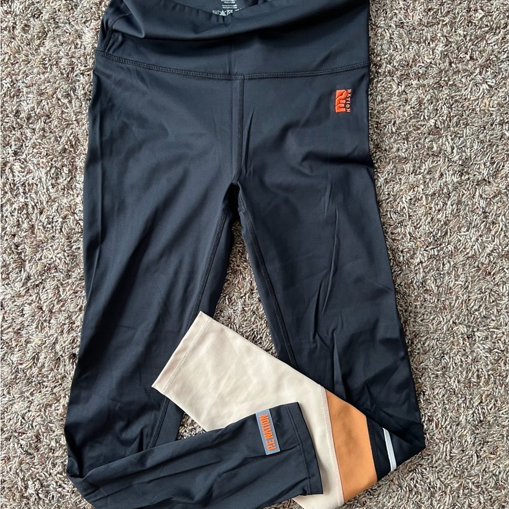 P.E Nation Black and Tan Performance Leggings with Snug Fit